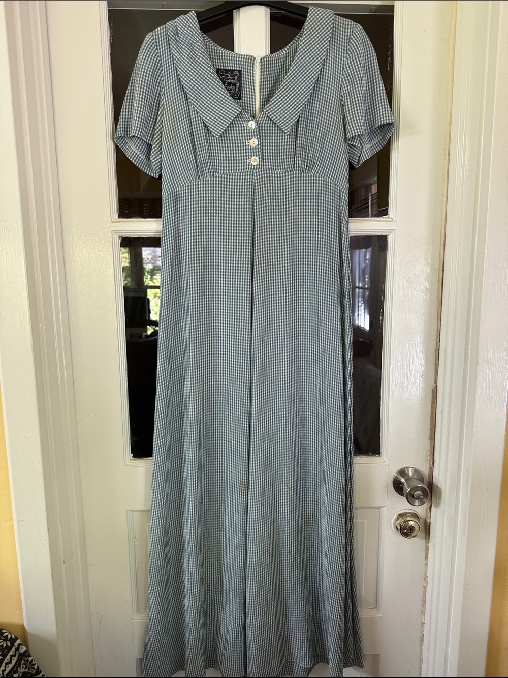 Cynthia Rowley Blue Gingham Maxi Dress with Peter Pan Collar